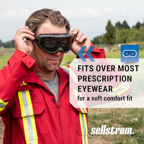 Sellstrom Odyssey II Wildland Fire Safety Goggles - Anti-Fog, Anti-Scratch Eye Protection Goggles for Men & Women - FR Strap, fits over Glasses, ANSI Z87.1 - style: Smoke Lens