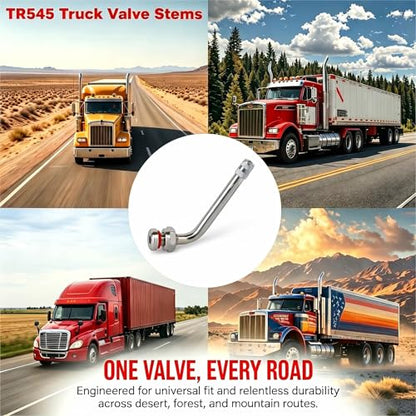 TR545D Truck Tire Valve Stems – 60° Bend, Fit 22.5" & 24.5" Alcoa Aluminum Wheels, Tubeless, 9.7mm Rim Hole (Pack of 10)