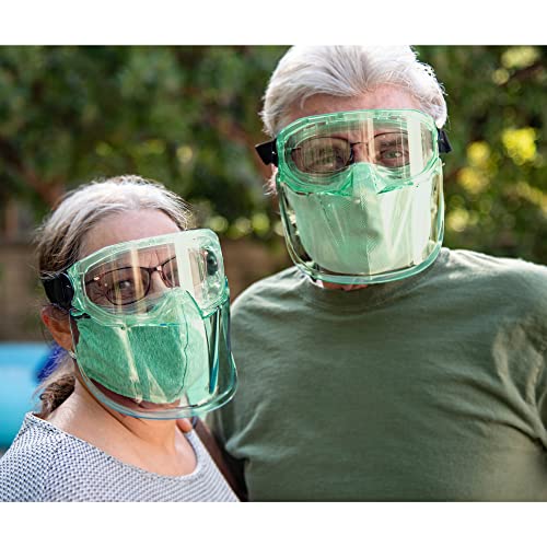 Eagle Eyes Anti-Fog Scratch-Resistant Safety Goggles with Face Shield - 99.9% UV Rays Protection - Universal Fit Lightweight Eyewear (Green) - color: Green