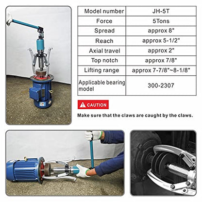 5 Ton Hydraulic Gear Puller Wheel Bearing Pulling Separator 3 in 1 Pump Oil Tube Drawing Machine M/Case - size: 5T Overall