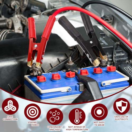 Kingdder 12 Pcs Battery Jumper Cable Clips Heavy Duty Car Battery Charger Clamps Pure Copper 500-1000a with Insulating Sheath Jumper Cable Ends for Cables All Kinds of Cars and Boats