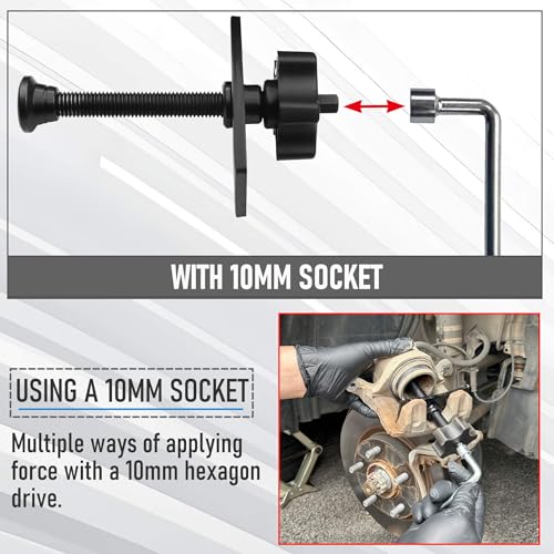 Brake Caliper Compression Tool.Heavy Duty Caliper Piston Compressor Tool with 10mm Socket and Brake Caliper LUB