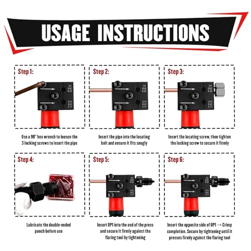 YIYITOOLS 7Pcs Brake Line Flaring Kit for 1/4", 3/16" Copper, Aluminum and Nickel-Copper Tubing Lines, Creates 45° Single, Double & Bubble Flares, SAE