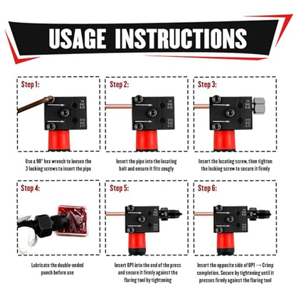 YIYITOOLS 7Pcs Brake Line Flaring Kit for 1/4", 3/16" Copper, Aluminum and Nickel-Copper Tubing Lines, Creates 45° Single, Double & Bubble Flares, SAE
