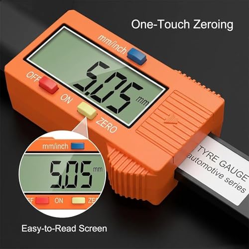 Tire Tread Depth Gauge,Digital Tire Depth Gauge with Large LCD Display and in, MM, F Conversion for Cars, Trucks, Motorcycles