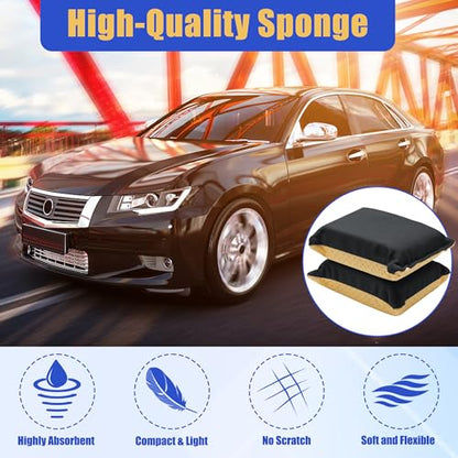 2PCS Window Defogger Sponge, Absorbent Window Glass Defogger Car Windshield Cleaner for Auto Cleaning (Yellow+Black)
