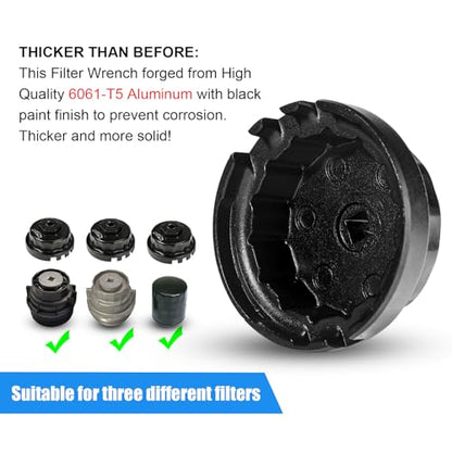 3mirrors Oil Filter Wrench Oil Filter Removal Tool Compatible with Toyota Lexus Scion RAV4 Camry Tundra Highlander Sienna Prius 2.5-5.7L Engine with 64mm Cartridge Style Oil Filter System