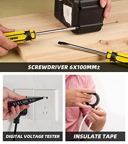 DOWELL Small Homeowner Tool Set 9 Pieces General Household Small Hand Tool Kit with Plastic Tool Box Storage Case - style: HYT8
