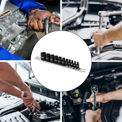 CASOMAN 11PCS Female Torx Socket Set, E Torx & Star Socket Set with Rail, E4 - E20 Torque Sockets - size: 11PCS