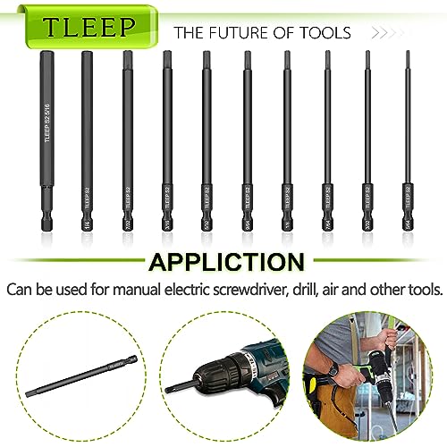 1/4 Inch 100mm Long Allen Wrench Drill Bits with 1/4" Quick Change Bit Driver, Sae Hex Screwdriver Set, Magnetic Allen Key Drill Bit Set 5/64"-5/16" S2 Steel Allen Socket Set for Ikea Furniture - color: Set 9: Sae and Quick Change Bit Driver