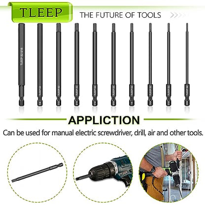 1/4 Inch 100mm Long Allen Wrench Drill Bits with 1/4" Quick Change Bit Driver, Sae Hex Screwdriver Set, Magnetic Allen Key Drill Bit Set 5/64"-5/16" S2 Steel Allen Socket Set for Ikea Furniture - color: Set 9: Sae and Quick Change Bit Driver