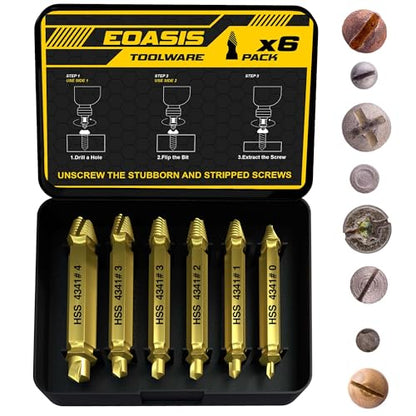 Gifts for Men – Stripped Screw Extractor Set – Father’s Day Gifts from Wife, Daughter, & Son – Easy Out Extractor Set for Nuts, Screws & Bolts – Perfect Husband & Birthday Gifts (Gold (Pack of 6)) - size: Gold (Pack of 6)
