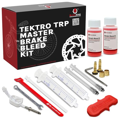 BleedZone Master Tektro TRP Brake Bleed Kit with 120ml Mineral Oil, Hydraulic Bike Brake Bleeder Kit for Tektro & TRP Brakes, Reusable Bleeding Tools, Syringe & Hose MTB Bicycle Hydraulic Maintenance - style: Master