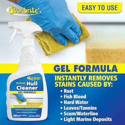 STAR BRITE Instant Hull Cleaner - 32 Oz Gel Spray - Easily Remove Stains,Scum Lines & Grime on Boat Hulls,Fiberglass,Plastic & Painted Surfaces - Easy to Use Formula (096132),(Pack of 2) - size: 32 Fl Oz (Pack of 2)
