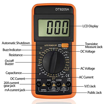 Sutekus Digital Multimeter AC DC Voltmeter Ohm Volt Amp Tester Resistance Capacitance Diode HFE Tester