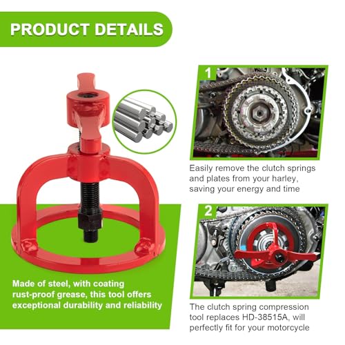Mofun Clutch Spring Compressor Compression Tool Clutch Tool Compatible with Harley Evo Sportster XL883 XL1200 1991-2022, Buell 1995-2001 Models Replaces of Part Number 38515A, Red