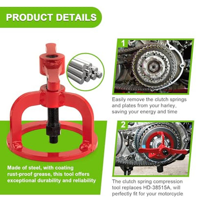 Mofun Clutch Spring Compressor Compression Tool Clutch Tool Compatible with Harley Evo Sportster XL883 XL1200 1991-2022, Buell 1995-2001 Models Replaces of Part Number 38515A, Red