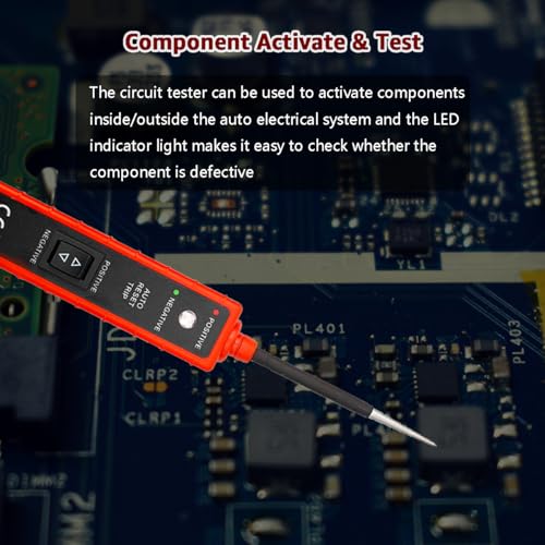 Power Circuit Probe Tester, 6V-24V DC Test Light, Automotive Circuit Tester & Short Circuit Finder, Component Activation, Polarity Test, Continuity Check, LED Indicator and Overload Protection