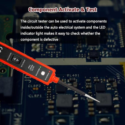 Power Circuit Probe Tester, 6V-24V DC Test Light, Automotive Circuit Tester & Short Circuit Finder, Component Activation, Polarity Test, Continuity Check, LED Indicator and Overload Protection