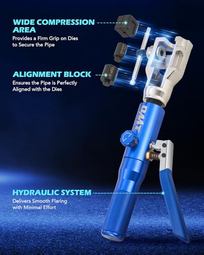 Orion Motor Tech Hydraulic Flaring Tool Kit, Universal Brake Flaring Tool Set with Tubing Cutter, 45° Single& Double Flaring Tool Kit with Deburring Tool, Brake Line Flaring Tool for ISO Bubble Flare - size: Hydraulic 45° & ISO