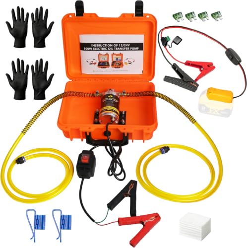 100W Electric Oil Change Extractor Pump, 1-4L/min Oil Transfer Pump for Engine/Transmission/Gear Oil Change, Compatible with DeWalt 20V Battery(Oil Pump-B+Yellow Adapter) - color: Oil Pump-B+Yellow Adapter