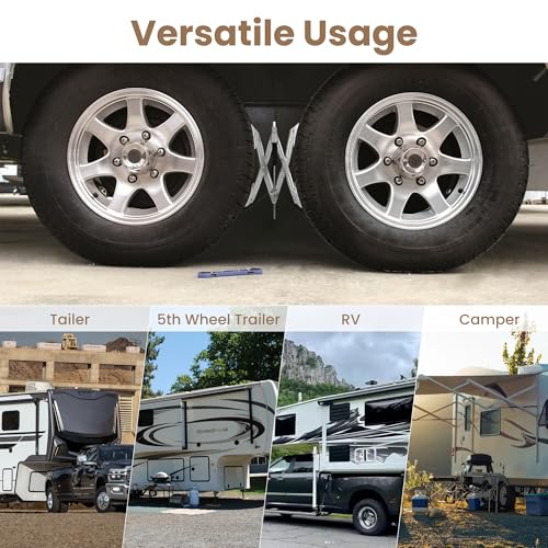 X-Shaped RV Wheel Chock Fit 4.13” to 13.4” Camper Wheel Chock Stabilizer Scissor with Accessories Pair for Travel Trailer, Heavy Duty Tire Wheel Chock Scissor Locking X Chock, 2Pack - size: 13.4inch 2pc