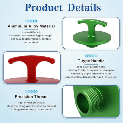 2 Pack Oil Filter Plug Tool-Aluminum Alloy,Oil Filter Plug Cap Off Tool Compatible with Dodge Ram 05083285AA MO285 Turbo Diesel 5.9L 6.7L for Cummins Diesel Engines (Red+Green)