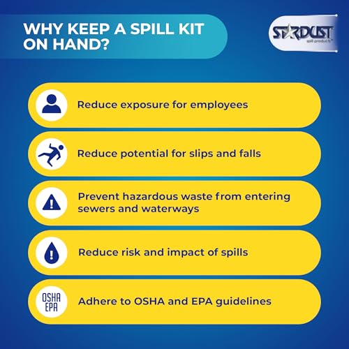 Stardust Spill Products Oil-Only Spill Kit – OSHA Compliant Solution for Vehicles, Industrial, & Restaurant Use, Emergency Response Oil Cleanup, Single Pack - size: Single Pack