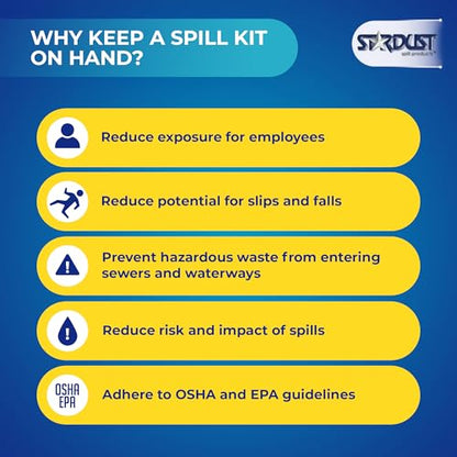 Stardust Spill Products Oil-Only Spill Kit – OSHA Compliant Solution for Vehicles, Industrial, & Restaurant Use, Emergency Response Oil Cleanup, Single Pack - size: Single Pack