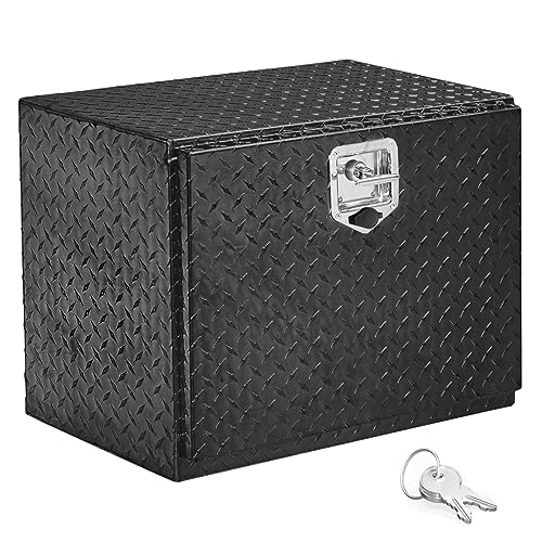TUFFIOM 24" Aluminum Truck Bed Tool Box, Heavy Duty Diamond Plate Trailer Tool Box with Lock Keys, Tool Storage Organizer Chest for Pick up,Truck Bed,ATV,RV Trailer - color: Black, size: 24 inch