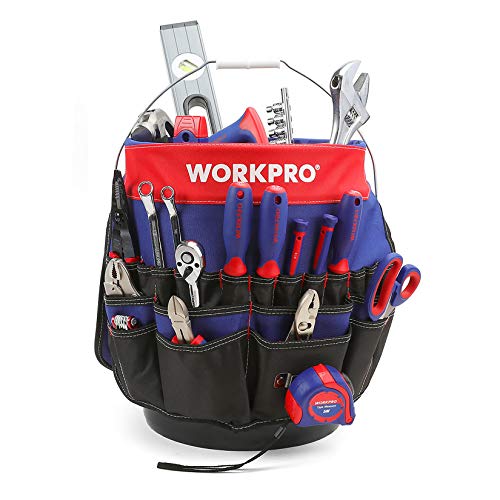 WORKPRO Bucket Tool Organizer with 51 Pockets Fits to 3.5-5 Gallon Bucket (Tools Excluded) | Perfect for Garden, Construction, Carpenter, Electrician, Welding Organize Tools
