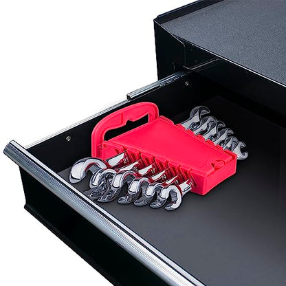 EFFICERE 6-Piece Double-End Metric Flare Nut Wrench Set with Rack, Size 9, 10, 11, 12, 13, 14, 15, 16, 17, 18, 19, 21mm | Cr-V Steel, 6-Point Head, Best Line Wrench for Fuel, Brake, Air Conditioning - size: Metric Set, 6-Piece
