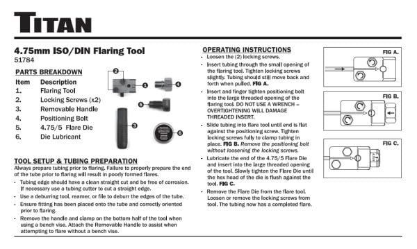 Titan 51784 4.75mm ISO/DIN Double Flaring Tool - size: ISO/DIN Double Flaring Tool
