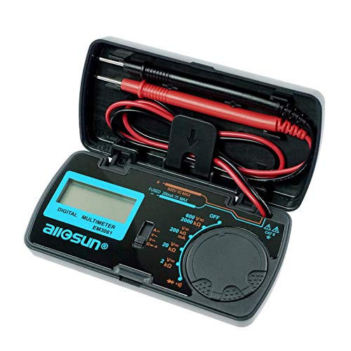 allsun Manual Range Mini Digital Multimeter 6 Functions Handheld Folding Voltmeter 3-1 2 Digit Pocket DMM DC/AC DC Ammeter Ohm Continuity Diode Tone Tester EM3081