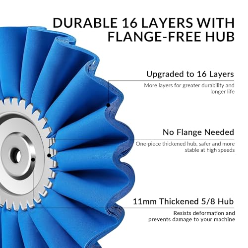 10" S-Shape Airway Buffing Wheel with 5/8" Arbor Flange-Free Hub，Blue Buffing Wheels for Angle Grinder, Heavy Cutting Metal Polishing Wheels for Aluminum Wheel Stainless Steel Surface Prep - color: Course Polishing