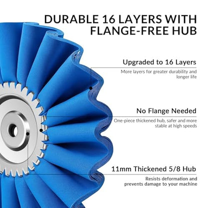 10" S-Shape Airway Buffing Wheel with 5/8" Arbor Flange-Free Hub，Blue Buffing Wheels for Angle Grinder, Heavy Cutting Metal Polishing Wheels for Aluminum Wheel Stainless Steel Surface Prep - color: Course Polishing