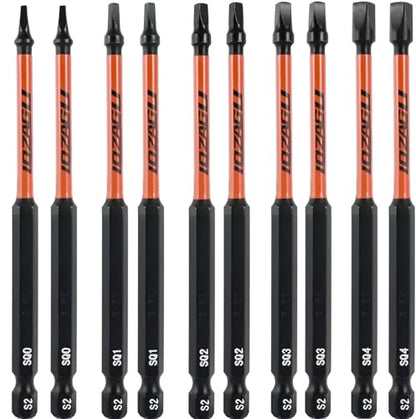 10Pcs Square Drive Bits Set, 4” Long Premium S2 Alloy Steel Square Bit Set #0, 1, 2, 3, and #4 Magnetic Square Drill Bit Set,1/4 Inch Hex Shank.