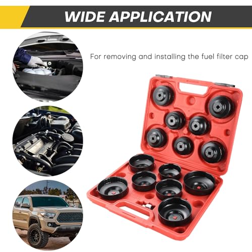 15PCS Oil Filter Cap Wrench Tool | Universal Oil Filter Socket Wrench Set 3/8 inch Drive