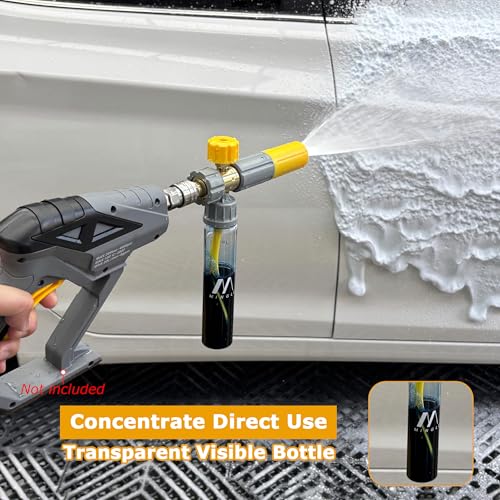 M MINGLE Mini Foam Cannon, Pressure Washer Foam Cannon with 5 Nozzle Tips | Undiluted Thick Adjustable Foam, 1/4" Quick Connect, Ideal for Car Wash, Patio & Deck Cleaning - size: 100 ML