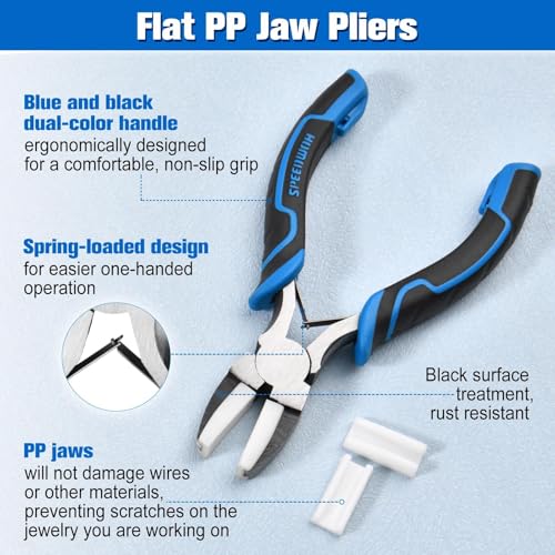 SPEEDWOX 5.5 Inches Nylon Nose Pliers Double Nylon Flat Jaw Pliers Carbon Steel Jewelry DIY Tools Jewelry Making Supplies for Grasping Straightening Ring Opening Shaping Thin Metal Soft Jaw - style: Nylon Nose Pliers