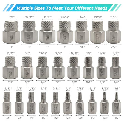 25Pcs Hex Bolt Extractor Set, Easy Out | Multi-Spline Extractor for Stripped/Broken Bolts, Cr-Mo Steel, Durable Rustproof, Essential Auto Mechanic Tool & Home DIY - size: 25 Piece