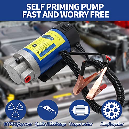 oil change pump extractor kit Engine Oil Pump Portable Electric Self-Priming Motor for Car, Jet Ski, Truck, Camper, Motorbike,ATV,RV, Boat100W