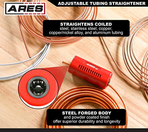 ARES 18076 – Adjustable Tubing Straightener – Straightens 3/16-Inch and 1/4-Inch Diameter Tubing – Use with Steel, Stainless, Copper, and More – Ergonomic Handheld Design - size: Adjustable Tubing Straightener