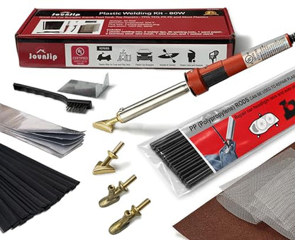 JOUNJIP Deluxe Plastic Welding Kit UL-Certified Plastic Welder & Repair 80W | Professional Grade Plastic Repair Kit, For Automotive Car Bumper, Kayak, Tank Repair, Airless Plastic Welding Gun - style: Deluxe Kit
