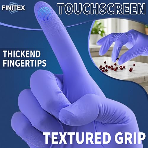 FINITEX Ice Blue Nitrile Exam Gloves - Powder-free, 1000 PCS Medical & Home Cleaning Gloves - size: Large (Pack of 1000)