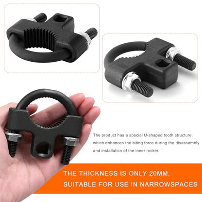 Inner Tie Rod Removal Tool, 3/8 Inch Inner Tie Rod U-Wrench Low Profile Tool with Non-Slip Teeth, Tie Rod End Remover for Car Chassis Rocker Removal and Installation