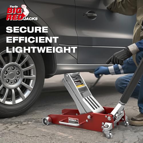 Big RED 3 Ton Low Profile Full Aluminum Racing Floor Jack with Dual Piston Quick Lift Pump, 6000 lb Capacity, Lift Range 3.74"-18.90", Lightweight Design, Red - style: Aluminum