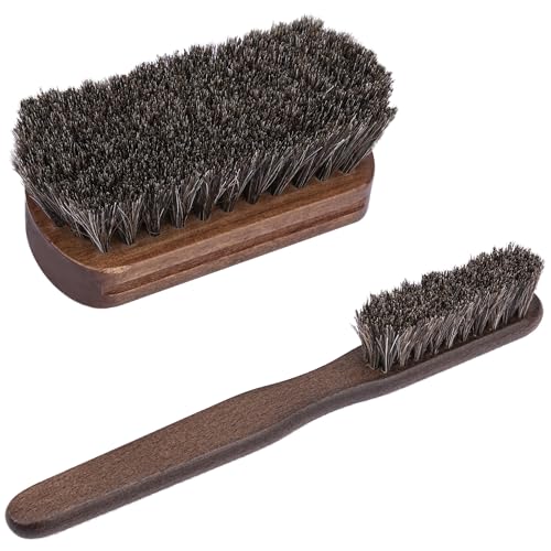 2 PCS Leather Brush Car Detailing, Horse Hair Brush, Car Cleaning Supplies, Car Interior Brush, Carpet Brush for Car Detailing, for Car Accessories Interior, Carpet, Upholstery, Furniture and Shoes - color: 2 Pcs