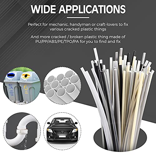 78 Pieces Plastic Welding Rods, 1/8 Inch Diameter (3mm) Round Sticks, PU PP ABS PE TPO PA PC 7 Types of Plastic Welding Repair Rods Strips Kit for Car Bumpers Daily Repair, 7.9 Inch