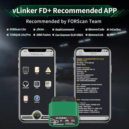 VGATE vLinker FD+ OBDII Scanner OBD2 Bluetooth Automotive Scanner Diagnostic Tool for iOS, Android & Windows, Code Reader and Reset for Car Truck Check Engine Code Read and Clear & Scan Tools - size: vLinker FD+ (BT3.0+BLE4.0) Android & iOS & Windows